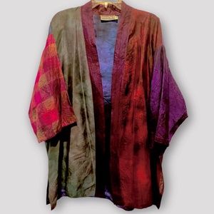 Champagne Collection by All That Glitters Silk Open Front Color Block Kimono